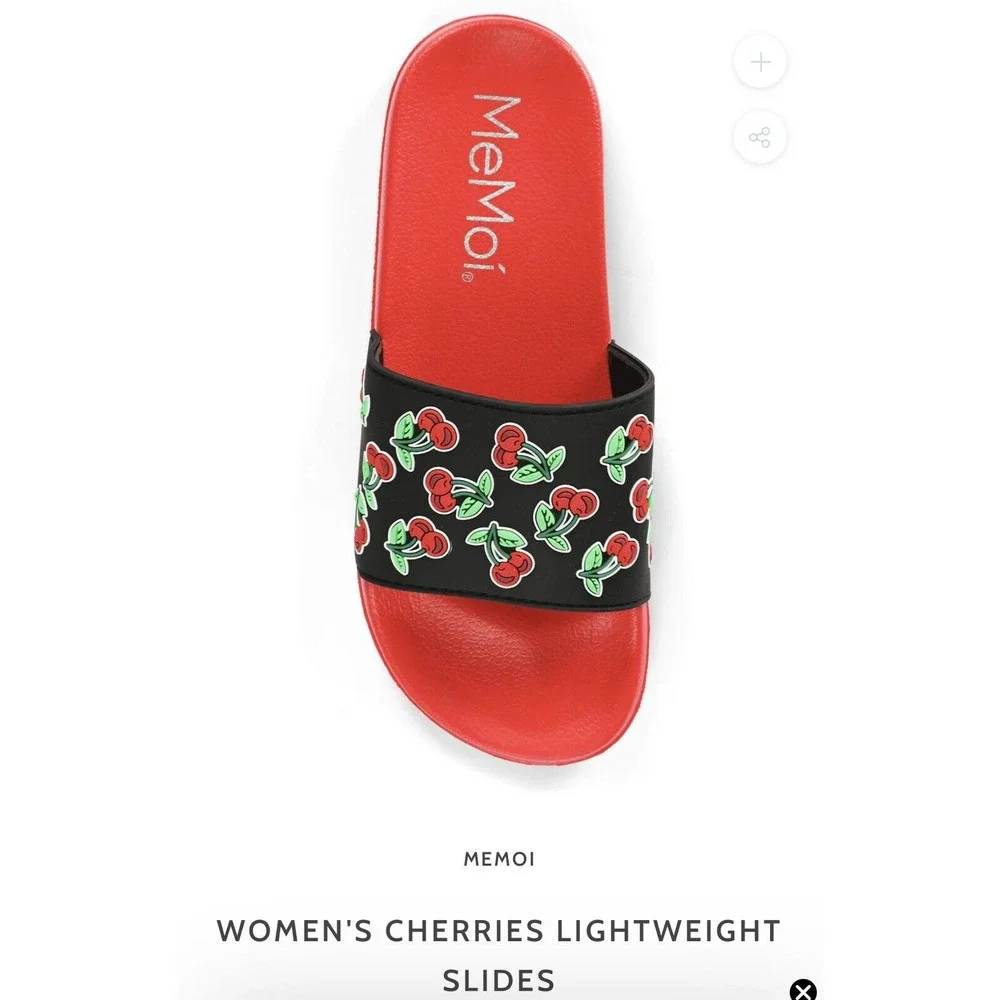 Memoi Red & Black Cherry Lightweight Slides Sz 7-8‎